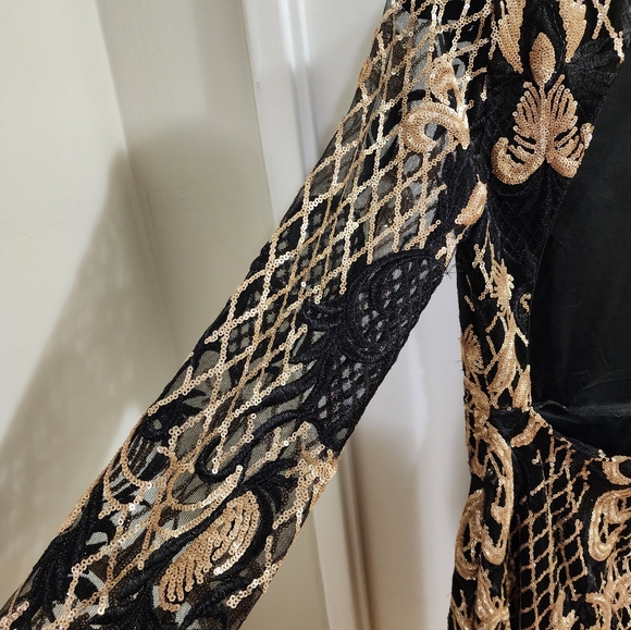 Banjul Black & Gold Mini Squence Dress Sz M - Picture 9 of 12